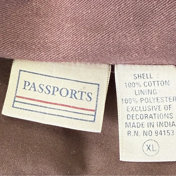 Passports Brown Beaded Jacket Size XL Floral Embroidery V-Neck Boho Artsy Casual - Picture 12 of 12